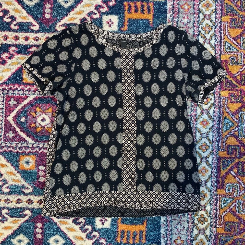 J. Crew Black & White Patterned Blouse